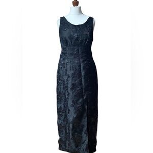 Anthropologie Colette Paris Linen Dress Blue Floral Lagenlook Boho Sz M Women